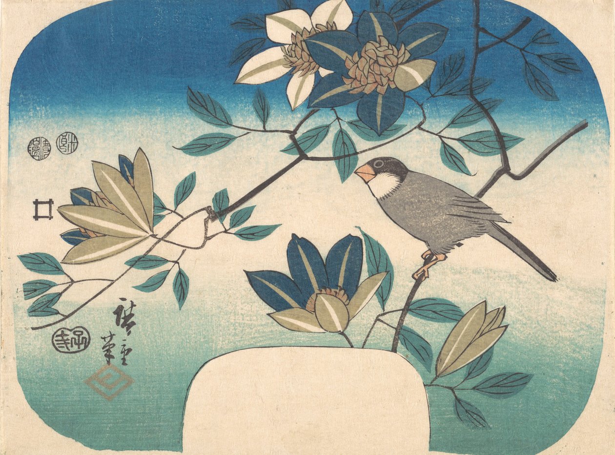 Clematis a pták, 1852., 1852. od Ando Hiroshige