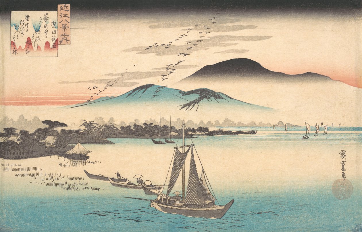 Husy letí dolů do Katady. od Ando Hiroshige