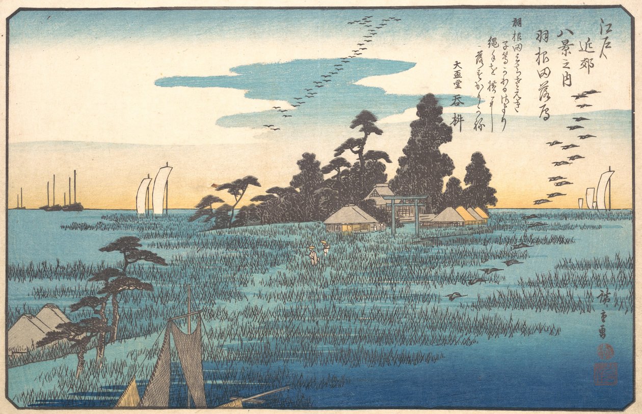 Divoké husy u Hanedy, 19. století. od Ando Hiroshige