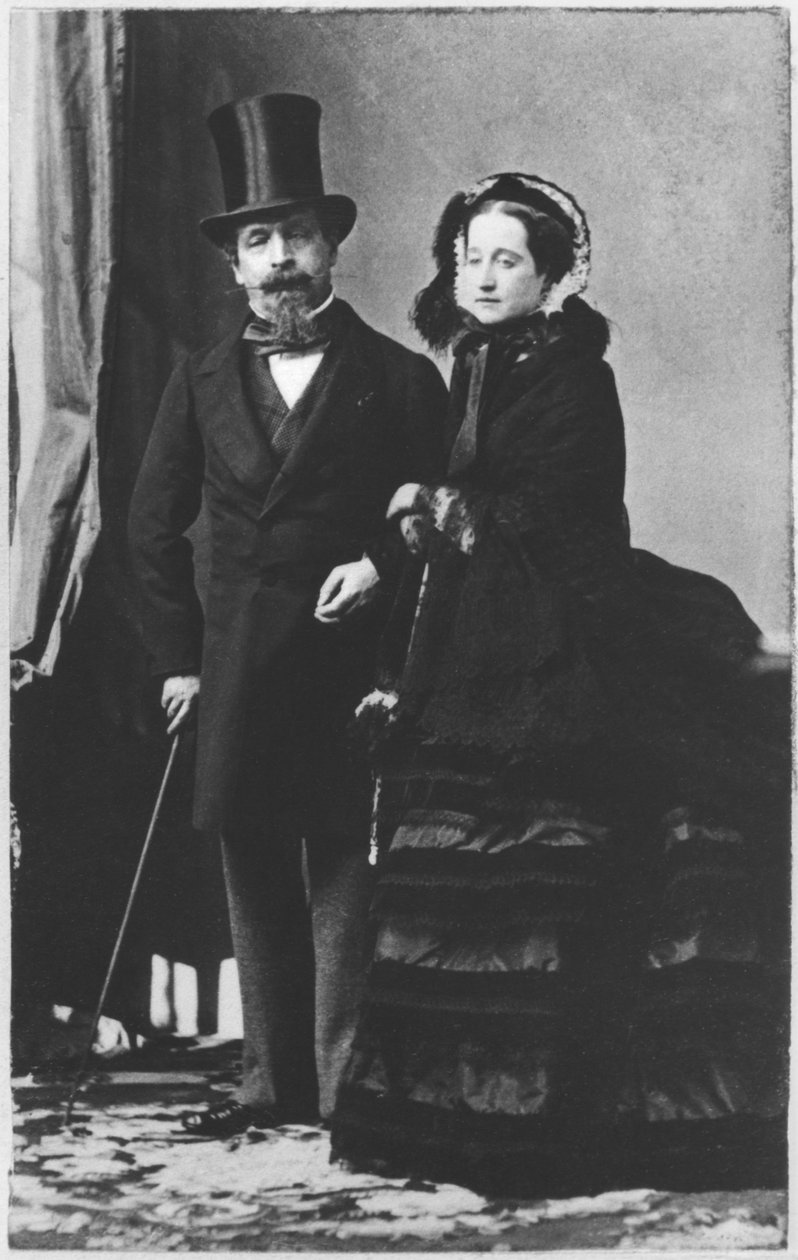 Císař Napoleon III a císařovna Eugenie, kolem roku 1865 (sépiová fotografie) od Andre Adolphe Eugene Disderi