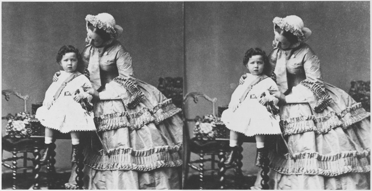 Císařovna Eugenie a princ Eugene Louis Napoleon Bonaparte, kolem 1858-59 (stereoskopická fotografie) od Andre Adolphe Eugene Disderi