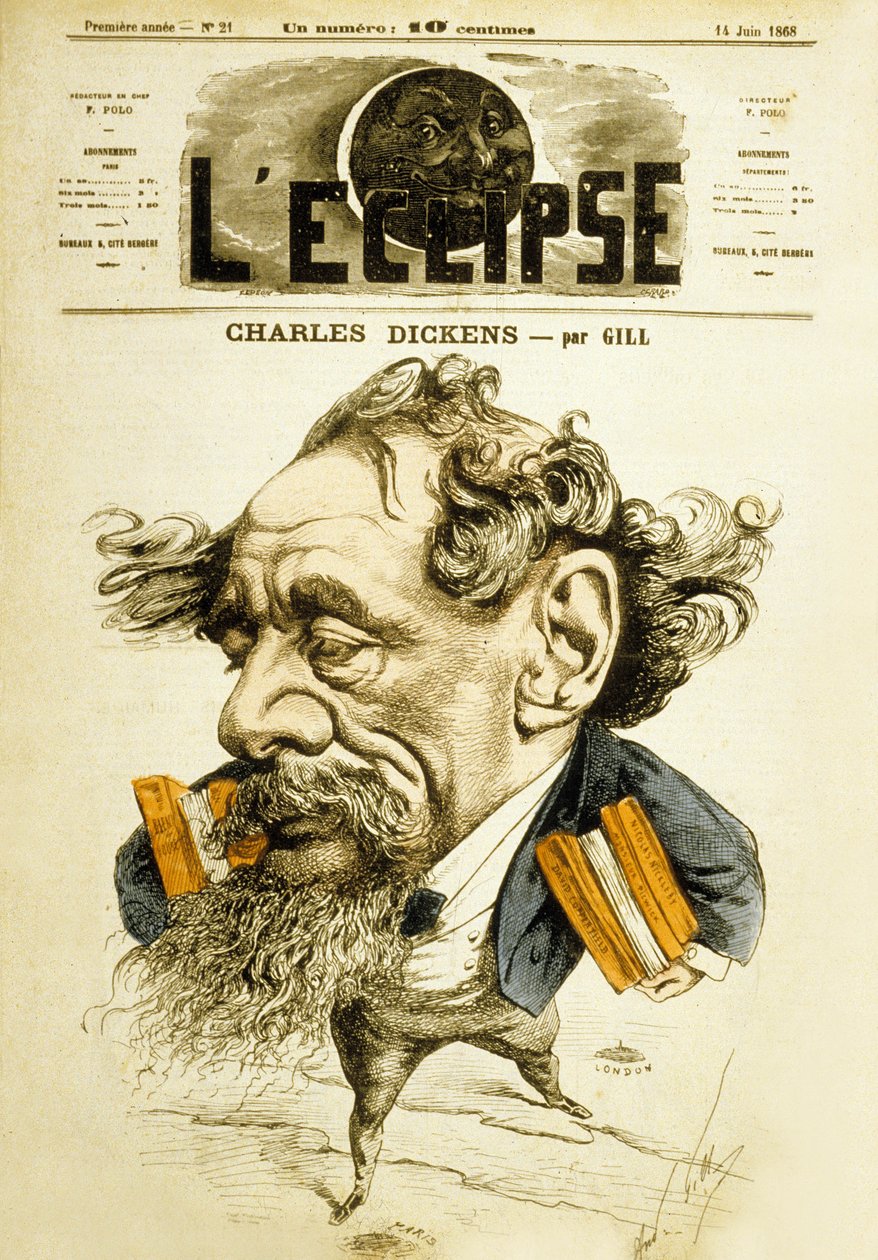 Anglický spisovatel Charles Dickens od Andre Gill