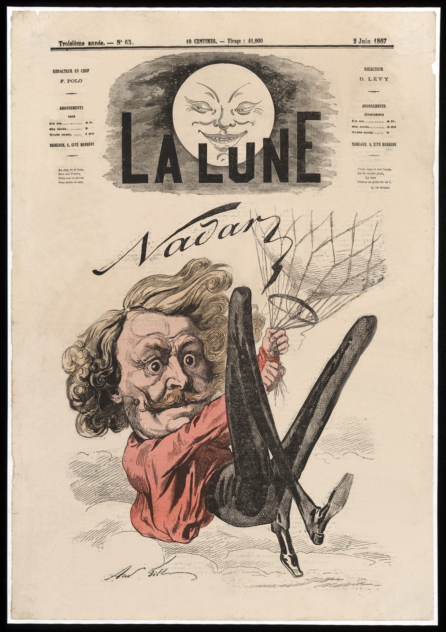 Nadar. Hospoda. 1867 (barevná litografie) od Andre Gill