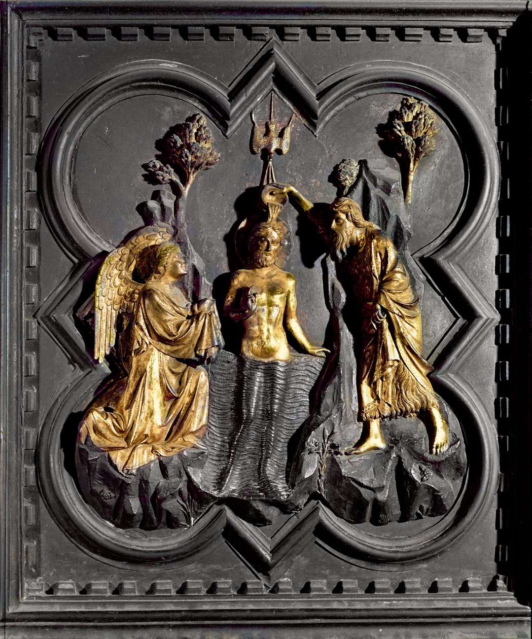 The Baptist of Christ, panel z jižních dveří baptisteria zobrazující výjevy ze života sv. Jana Křtitele, 1336 (zlacený bronz) od Andrea Pisano