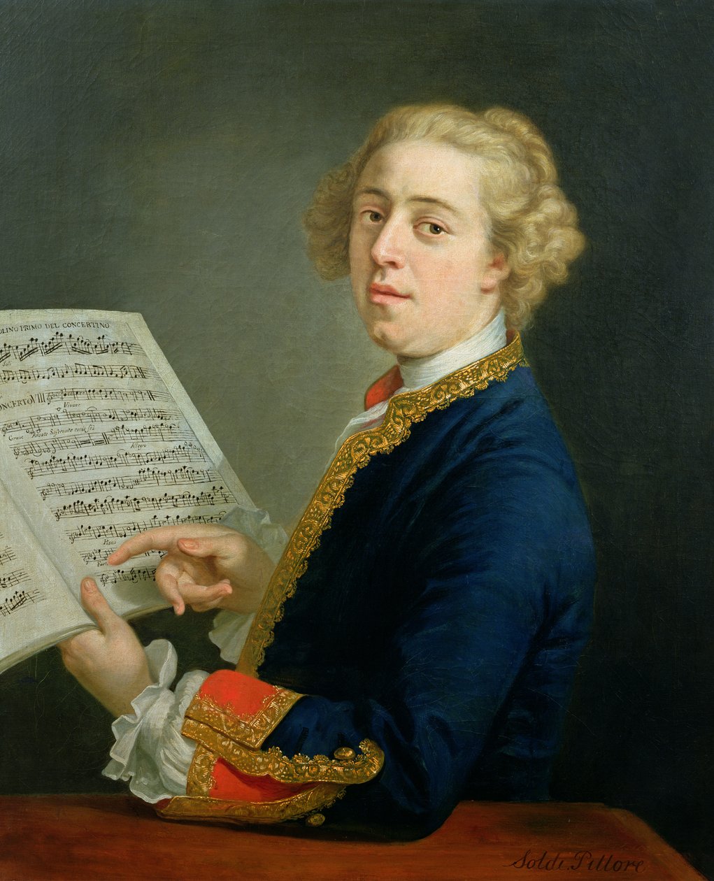 Portrét Francesca Geminianiho (1687-1762), italského houslisty od Andrea Soldi