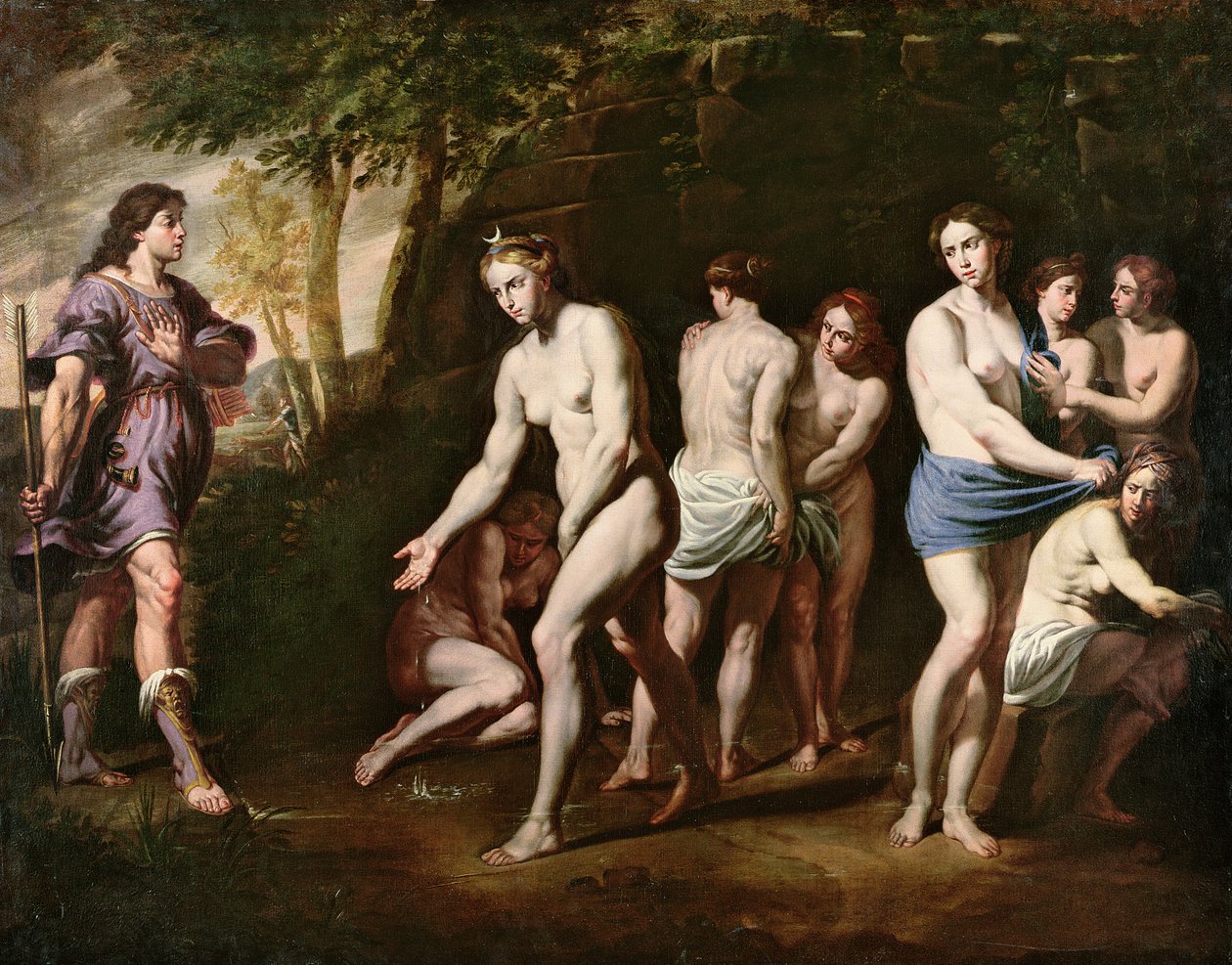 Diana a její nymfy překvapeni Actaeonem od Andrea Vaccaro