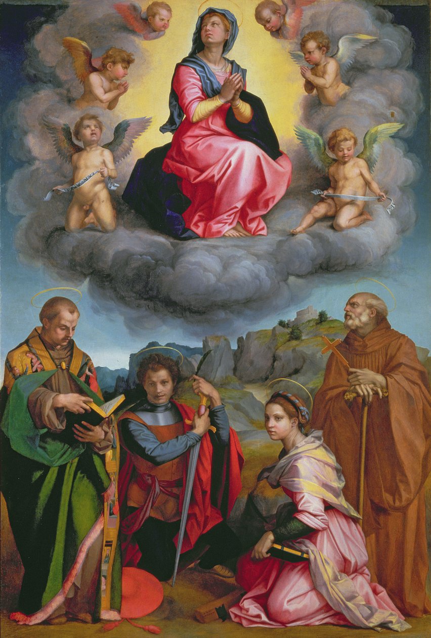 Madonna ve slávě se čtyřmi svatými (panel) od Andrea del Sarto