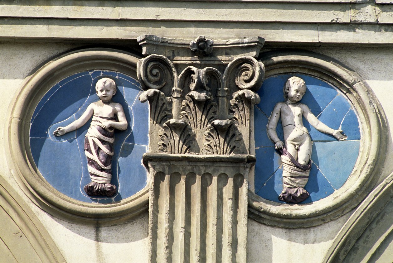Rondel a pilastr z parapetu lodžie, kolem 1420 od Andrea Della Robbia