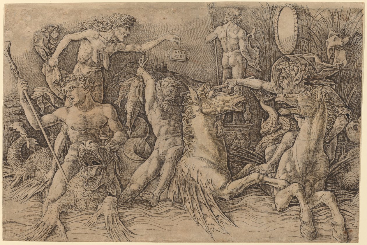 Bitva bohů moře [levá polovina] od Andrea Mantegna