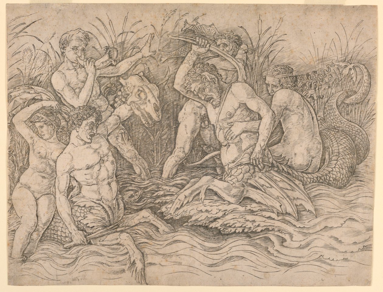 Bitva bohů moře, pravá polovina od Andrea Mantegna
