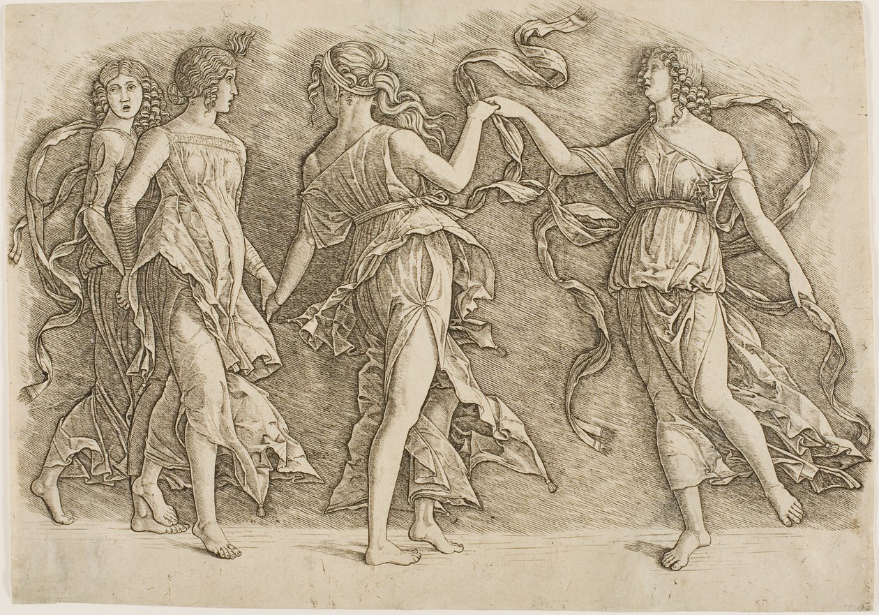 Čtyři ženy tančí od Andrea Mantegna