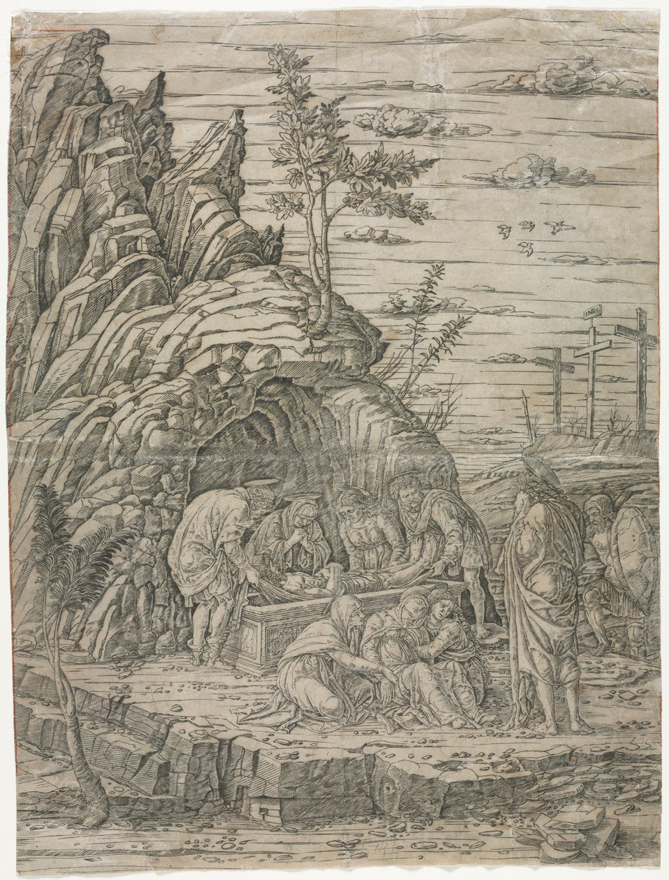 Pohřeb se čtyřmi ptáky. od Andrea Mantegna
