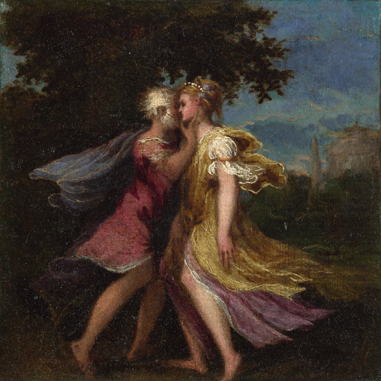 Jupiter svádí Callisto, c. 1550 od Andrea Schiavone