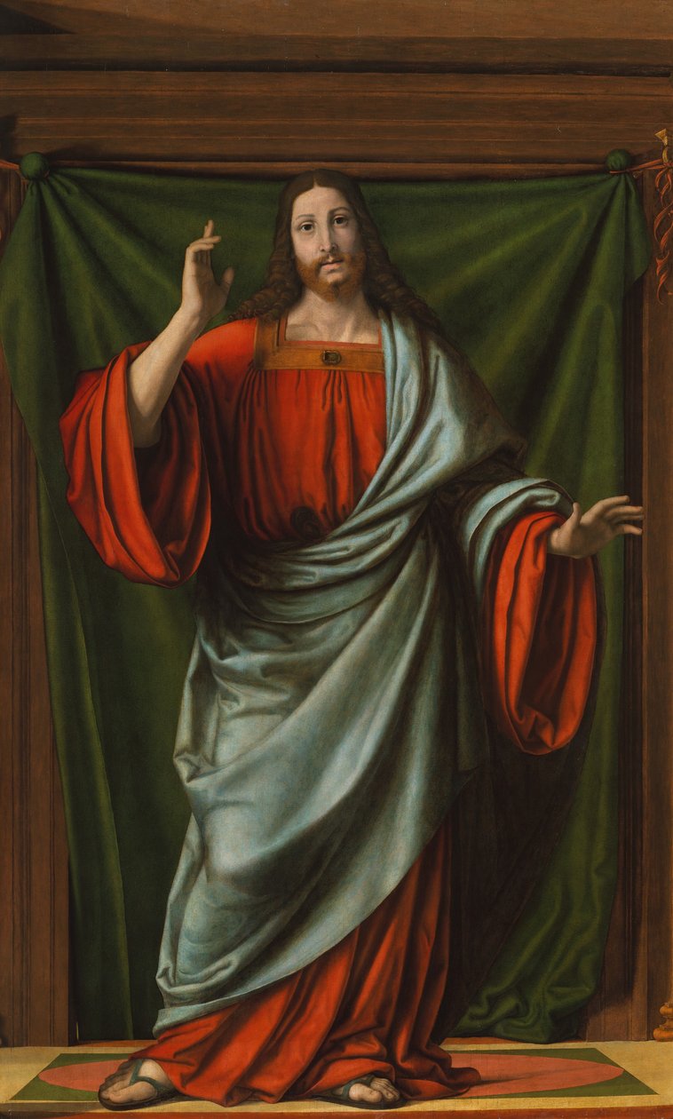 Christ Blessing, cca 1520 (olej na dřevě) od Andrea Solario