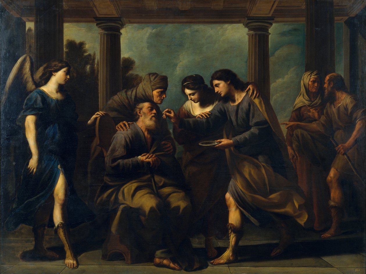 Tobiáš uzdravuje slepotu svých otců, c. 1640 od Andrea Vaccaro