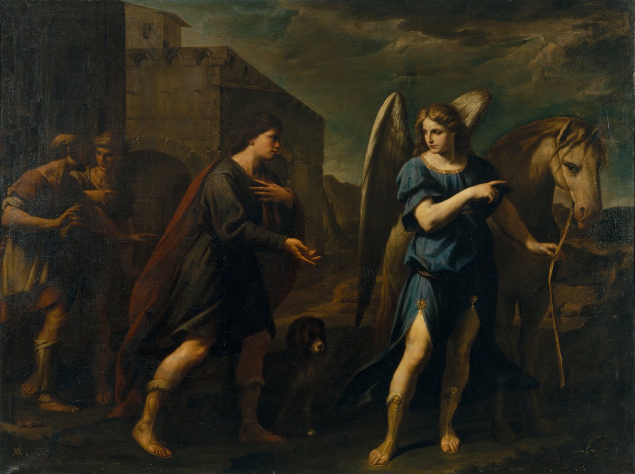Tobiáš se setkává s archandělem Rafaelem, c. 1640 od Andrea Vaccaro