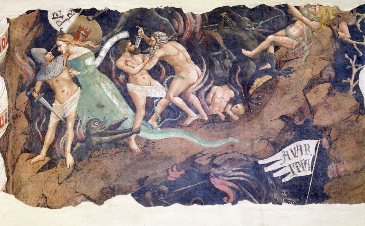 Triumf smrti, 1348, detail od Andrea di Cione Orcagna