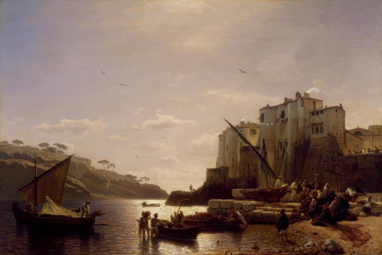 A. Achenbach, neapolští rybáři u Neapole od Andreas Achenbach