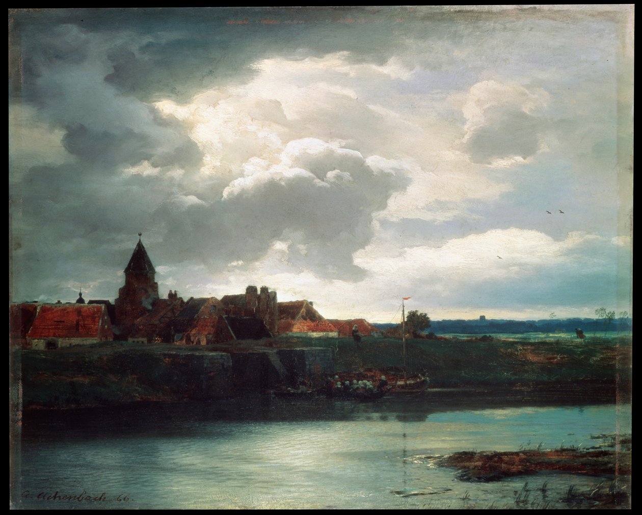 Krajina s řekou, 1866 od Andreas Achenbach