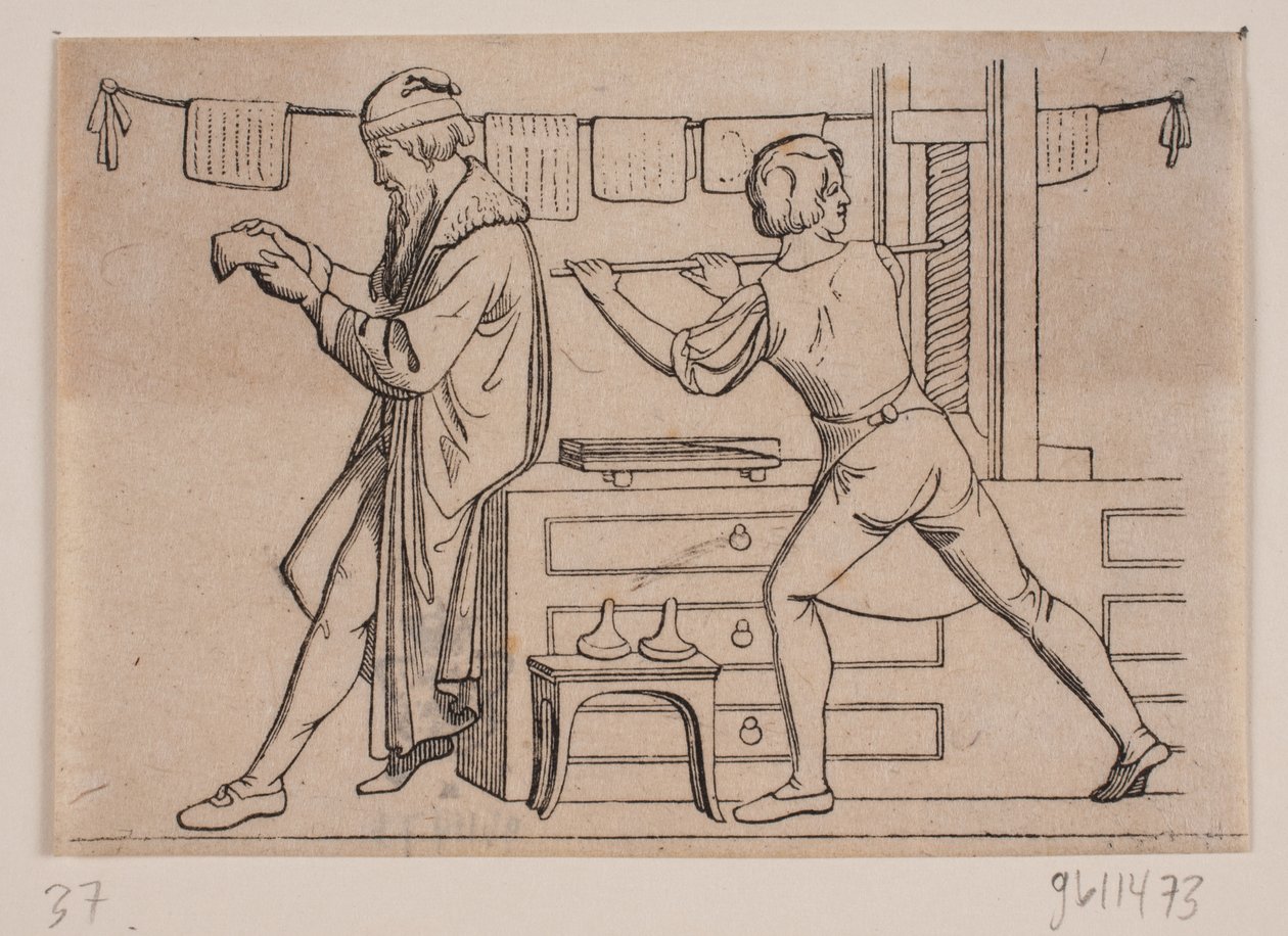 Johannes Gutenberg ve své dílně od Andreas Flinch