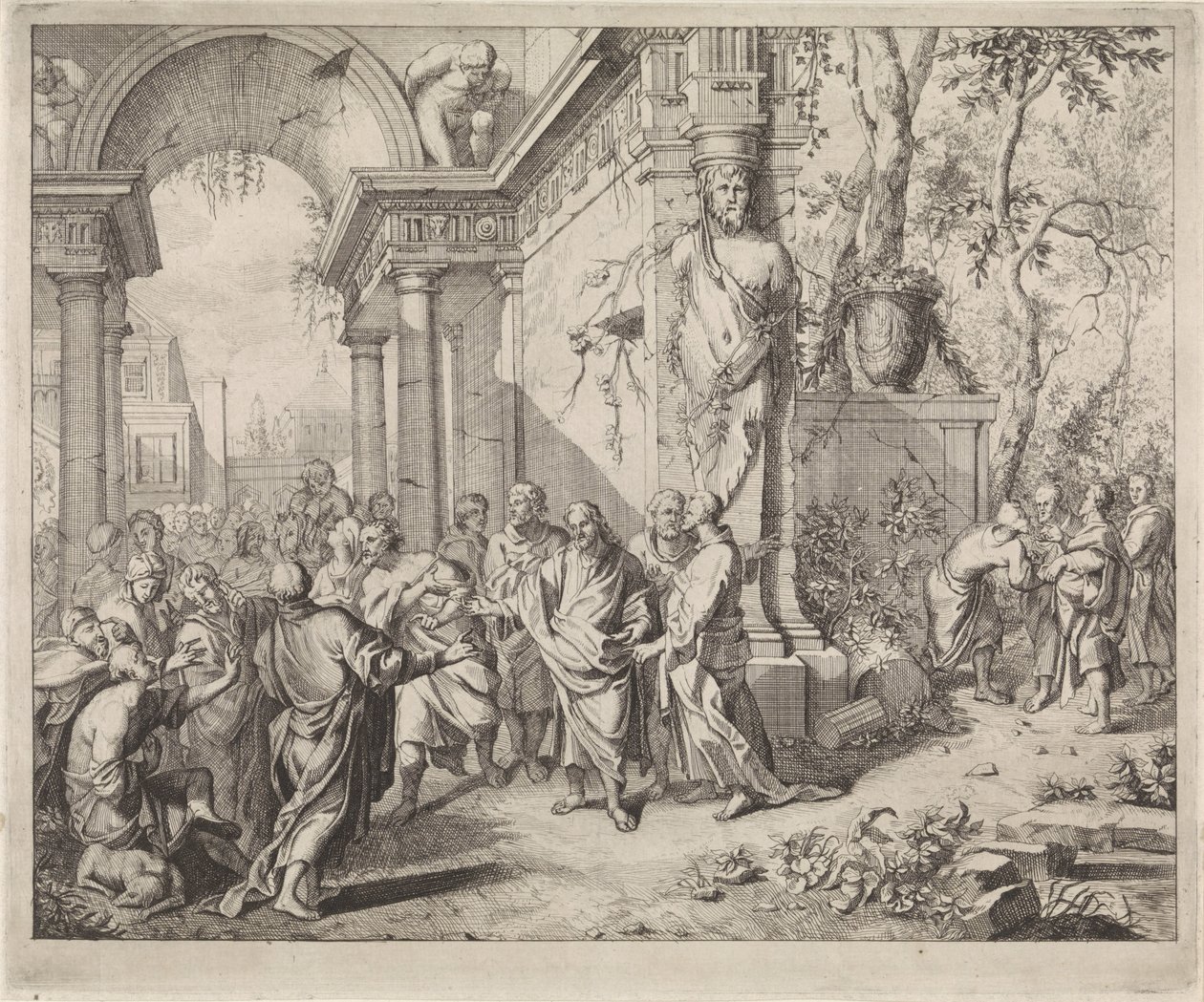 Kristus uzdravuje dva slepce od Andreas van der Myn (possibly)