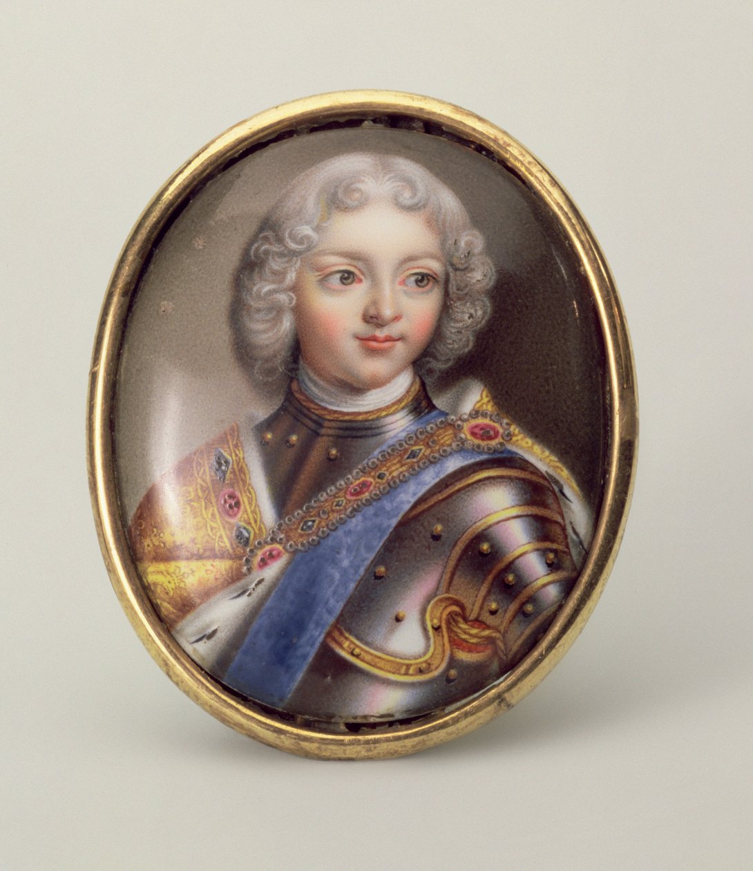 Portrét Petra II., asi 1727 (email na mědi) od Andrei Grigorievich Ovsov