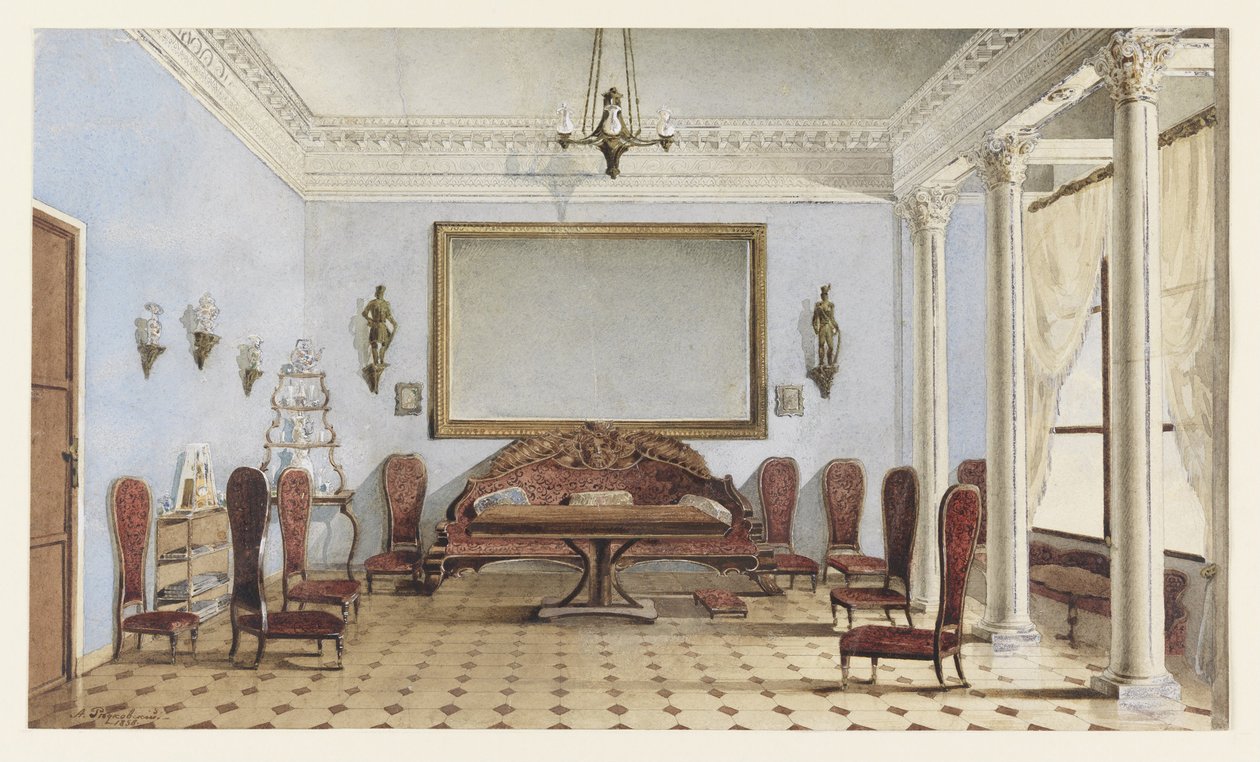 Interiér salonu, 1858 od Andrei Alexeevich Redkovsky