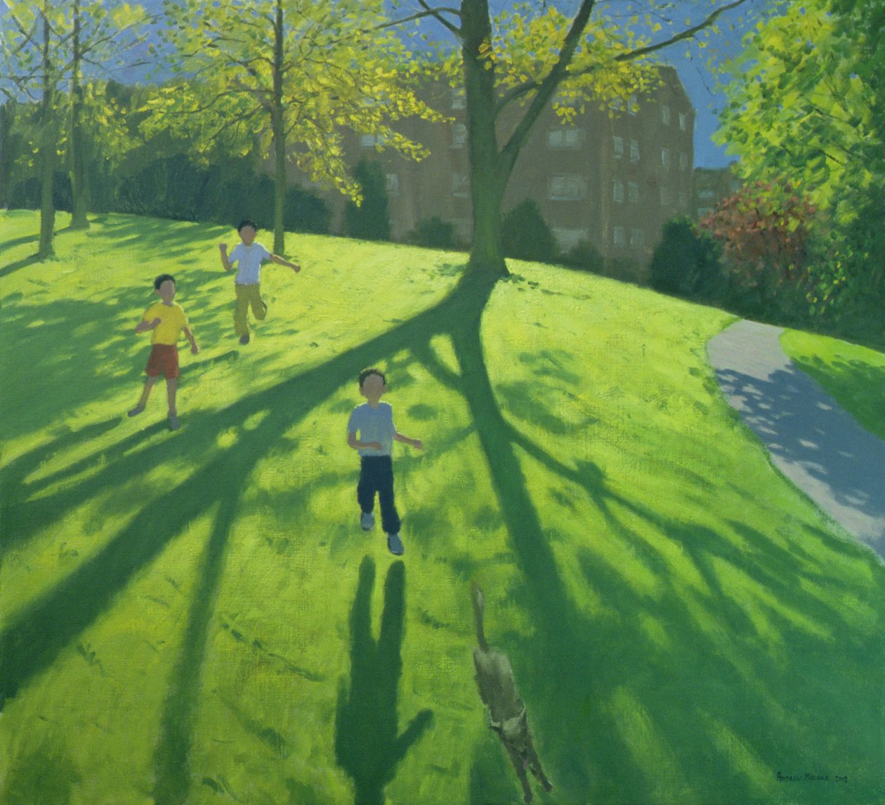Děti běžící v parku, Derby, 2002 od Andrew Macara