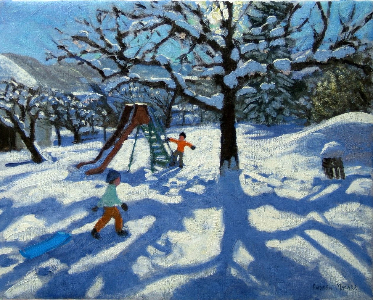 Skluzavka v zimě, Bourg, St Moritz od Andrew Macara
