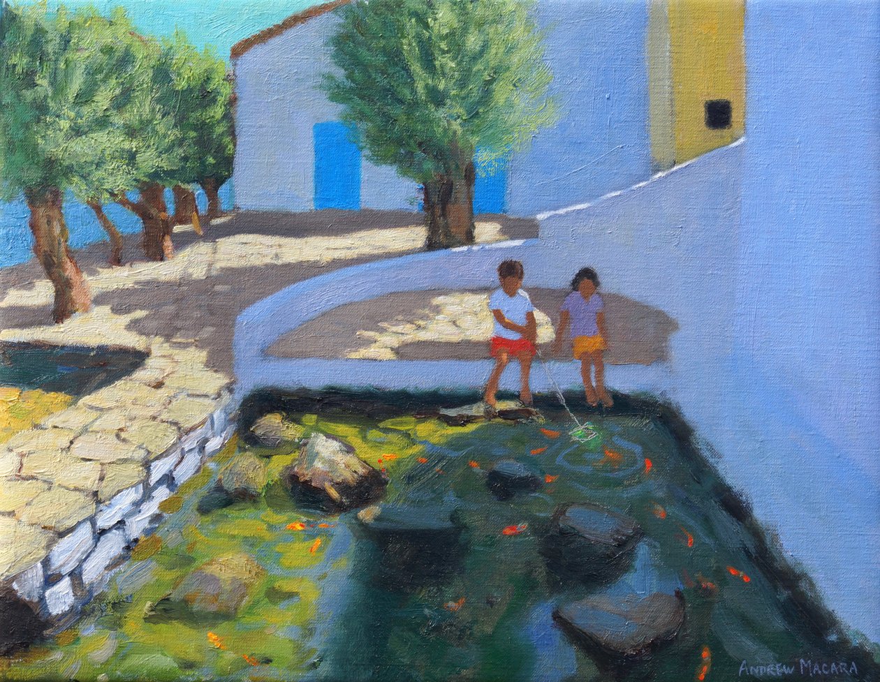 Rybník, Miloš, Řecko, 2017, (olej na plátně) od Andrew Macara