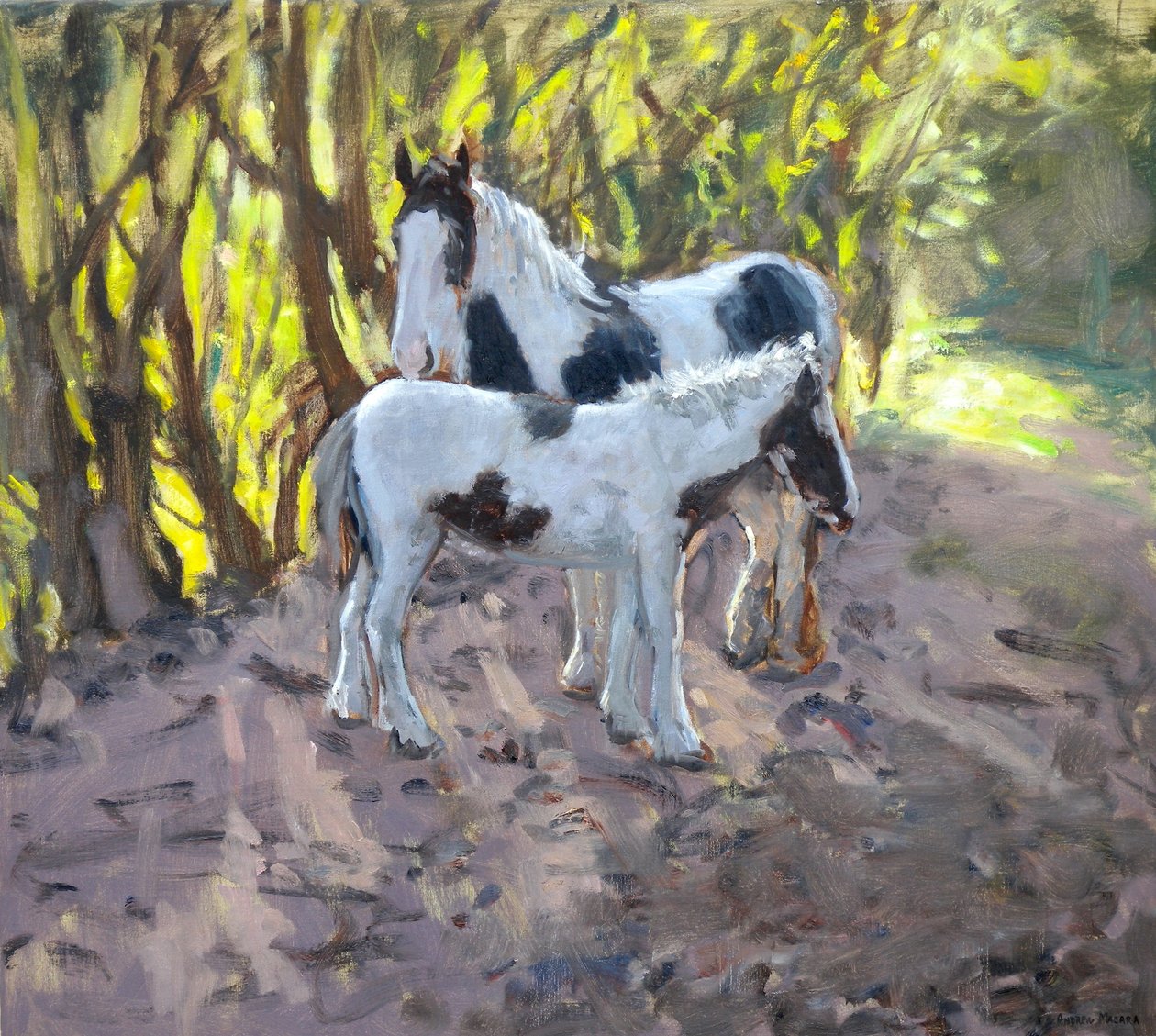 Klisna a hříbě, 2011 (olej na plátně) od Andrew Macara