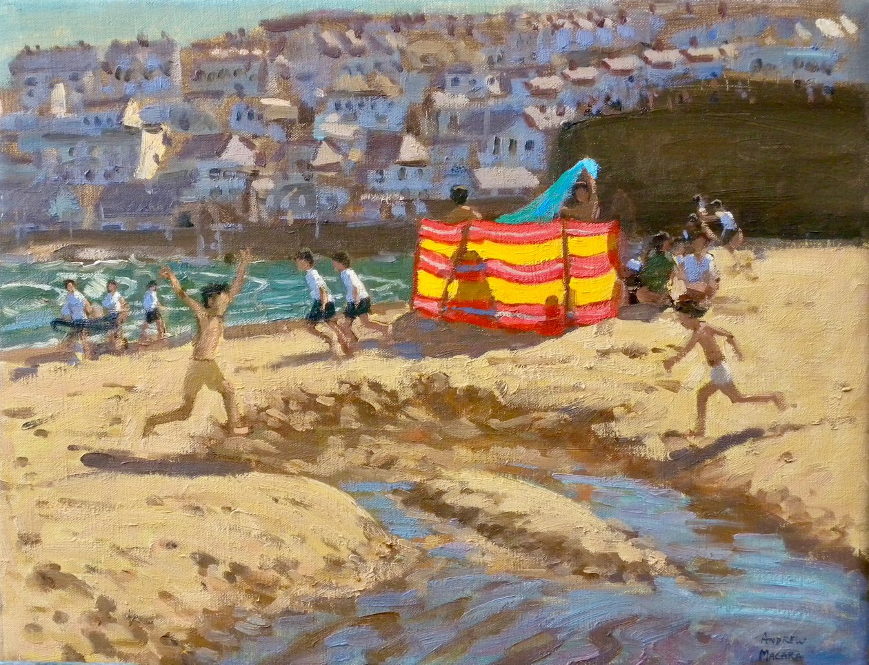 Oranžová a žlutá větrovka, St Ives. 2010 14x18" od Andrew Macara