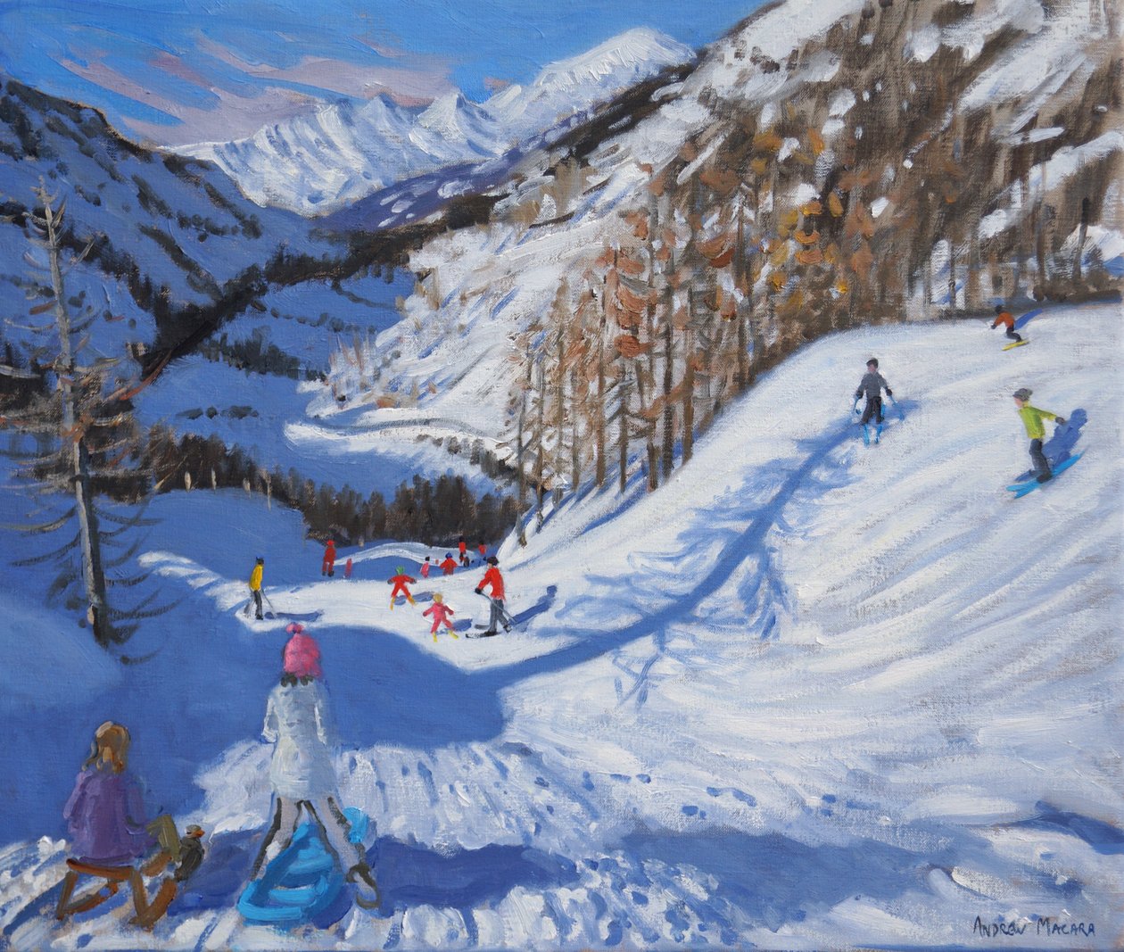 Stín jedle a lyžaři Tignes. 2014, od Andrew Macara
