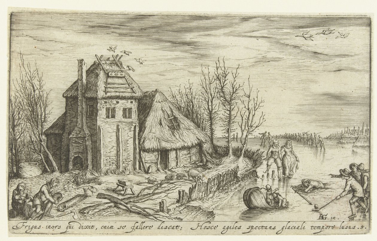 Zimní krajina s bruslaři Krajiny (název série) od Andries Jacobsz. Stock