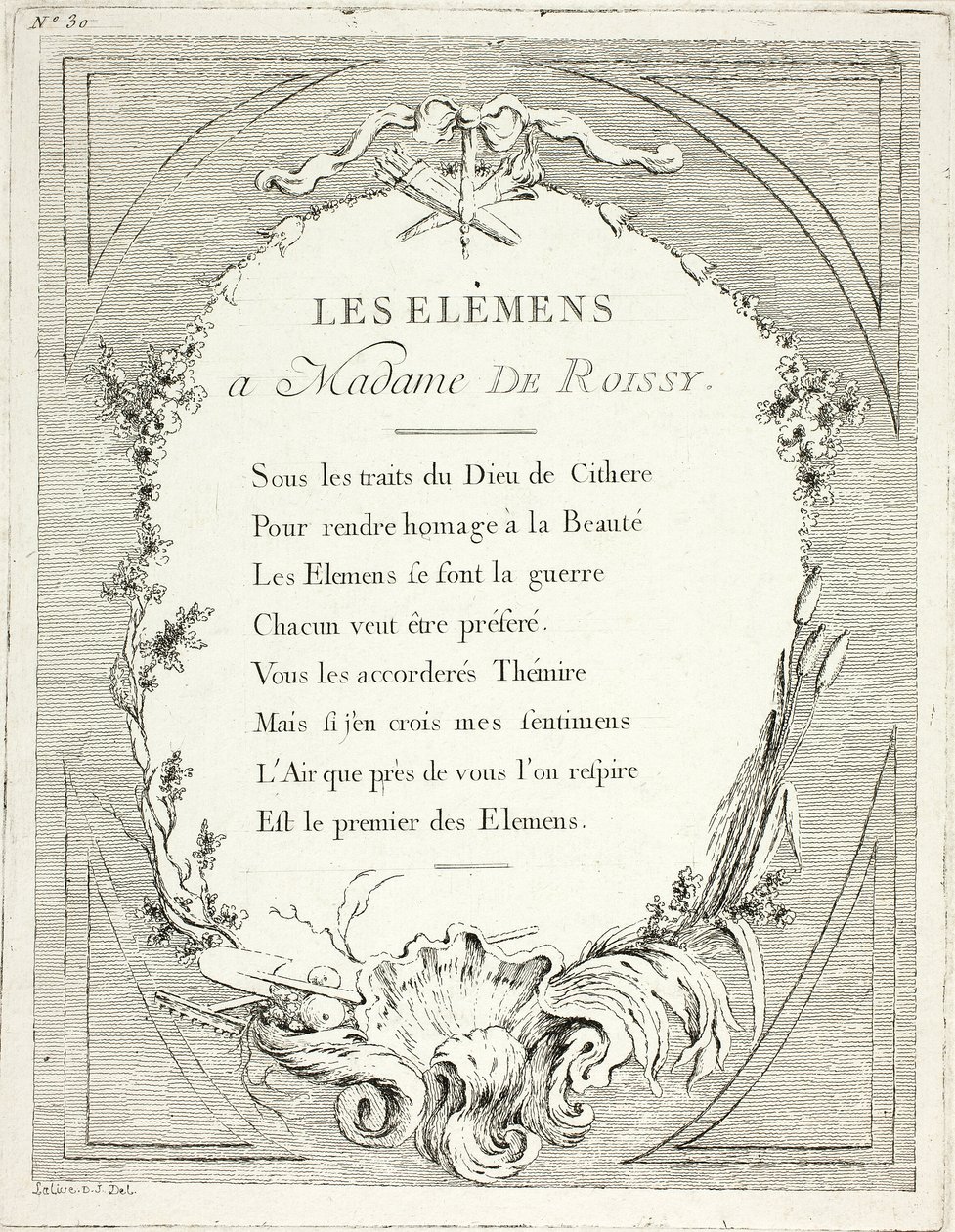 Frontispis z knihy Élements od Ange Laurent de Lalive de Jully
