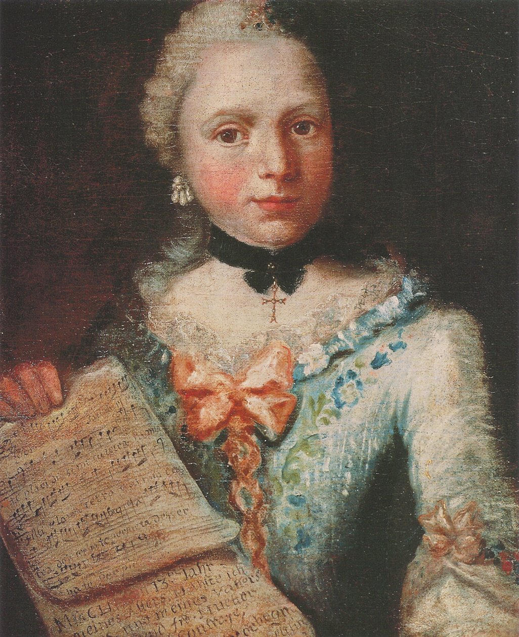 Autoportrét jako zpěvák, držící notový záznam od Angelica Kauffmann