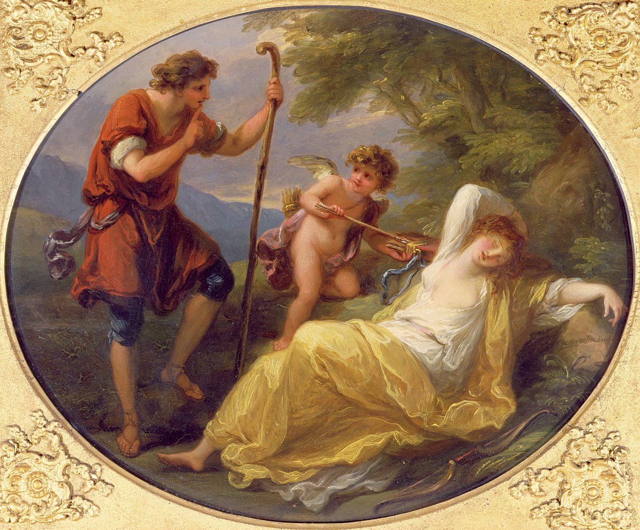 Spící nymfa sledovaná pastýřem, 1780 (olej na mědi) od Angelica Kauffmann