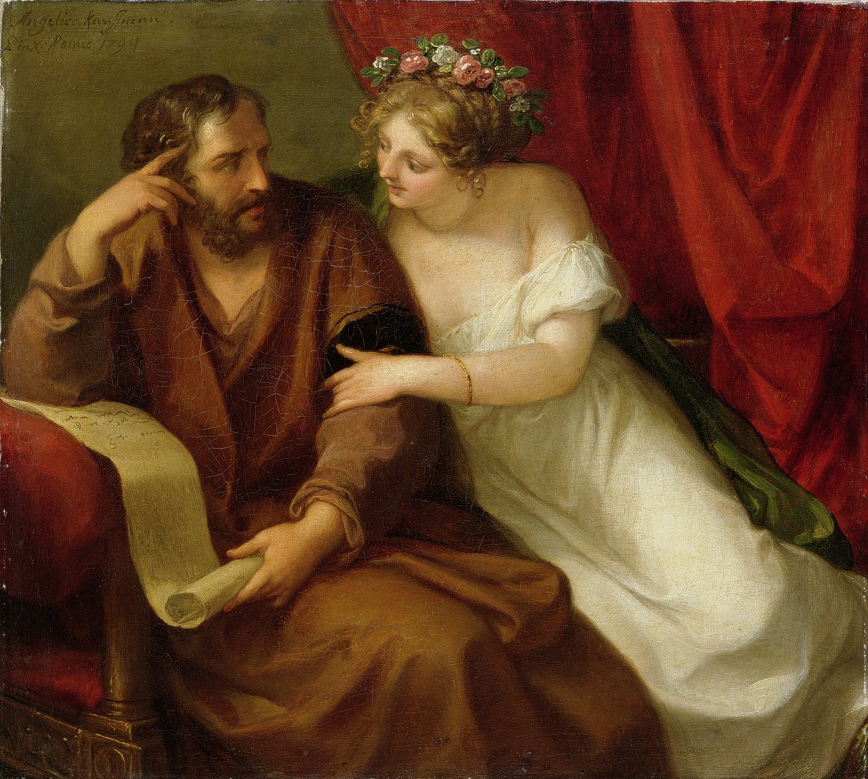 Phryne Seducing the Philosopher Xenokrates, 1794 od Angelica Kauffmann