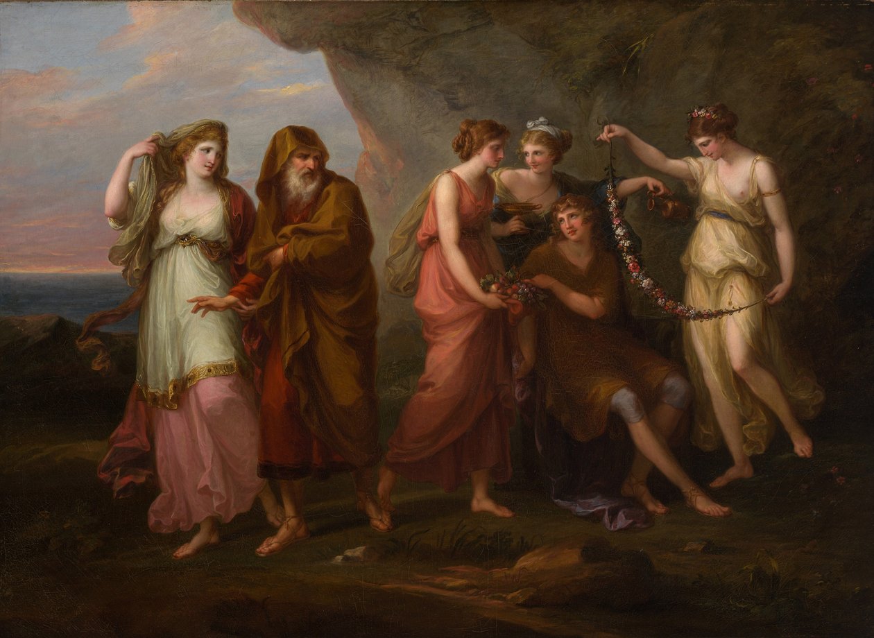 Telemachus a nymfy Calypso, 1782 od Angelica Kauffmann