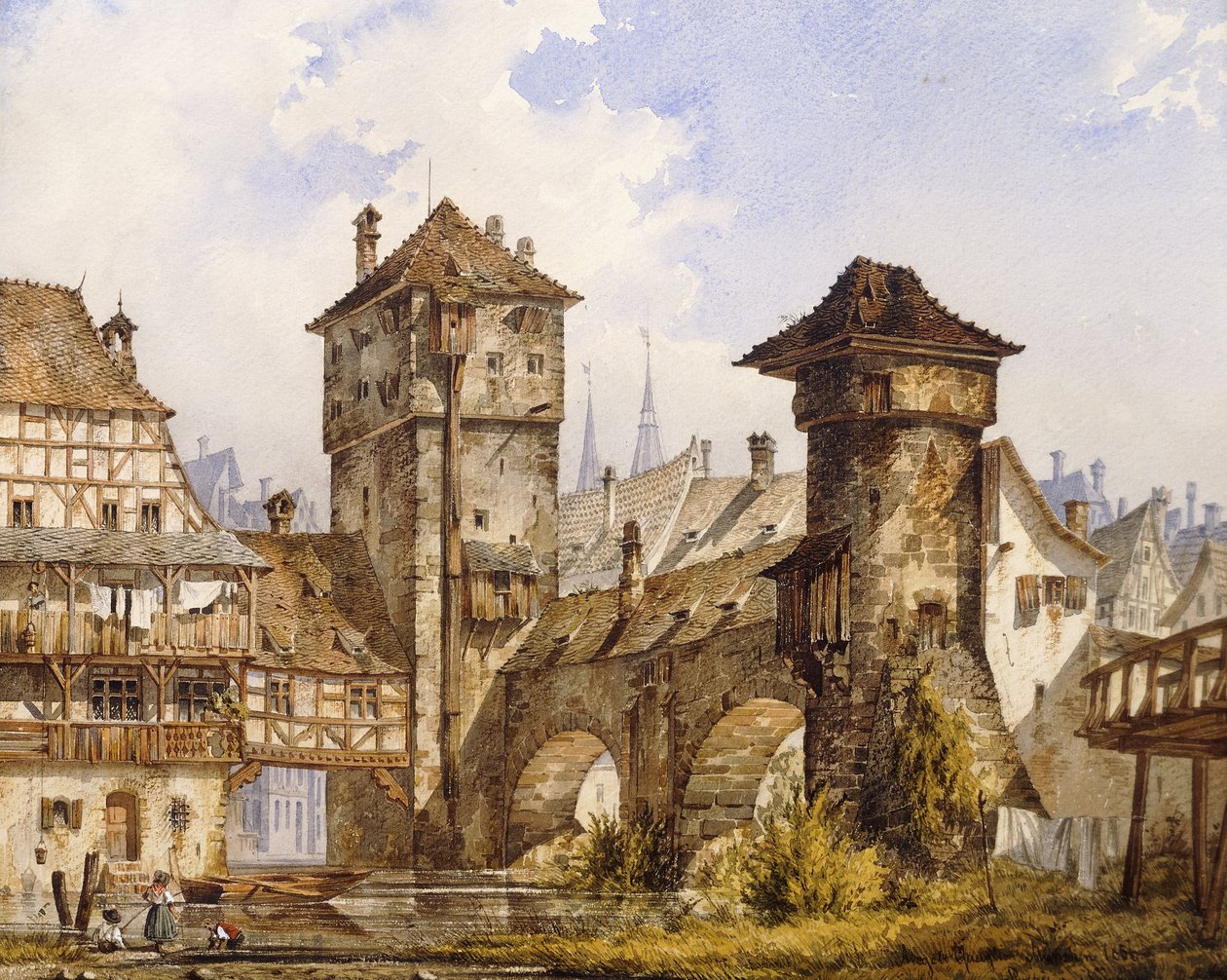 Pohled na Norimberk, 1856 od Angelo Quaglio