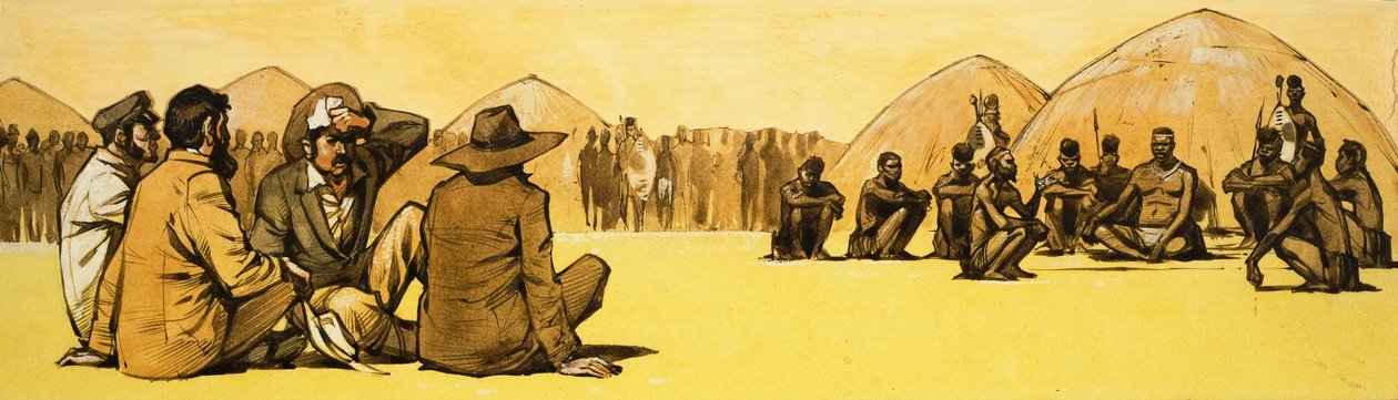 Průkopníci vyjednávají s kmenovými náčelníky v Africe od Angus McBride