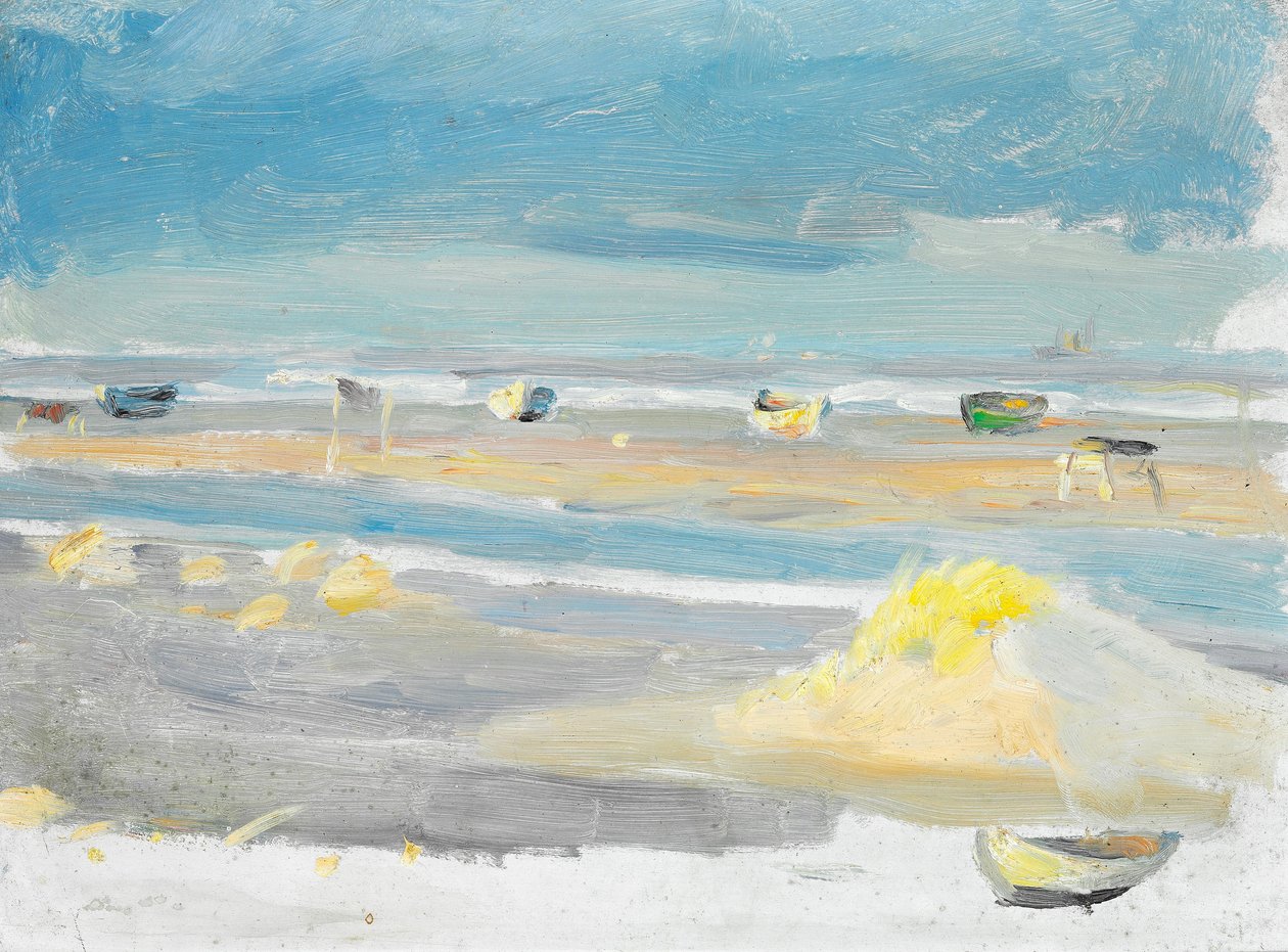 Lodě na pláži, Skagen. od Anna Ancher