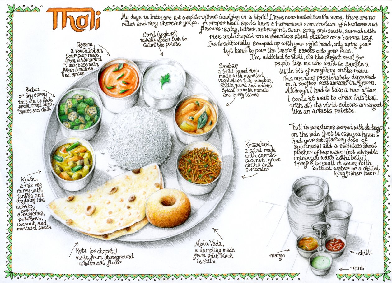 Thali, 2020 (barevná tužka a tužka) od Annalisa Morrocco