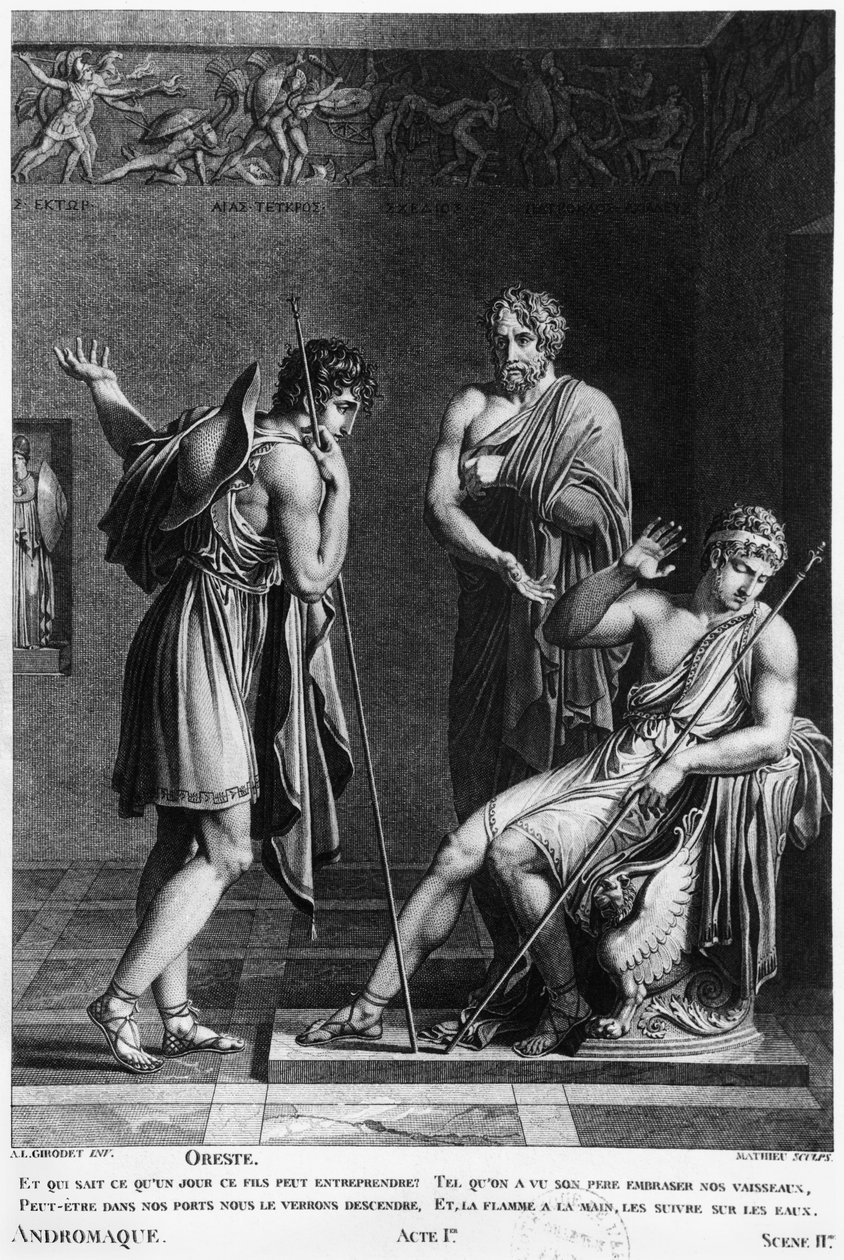 Orestes a Pyrrhus, ilustrace z Aktu I Scéna 2 z 