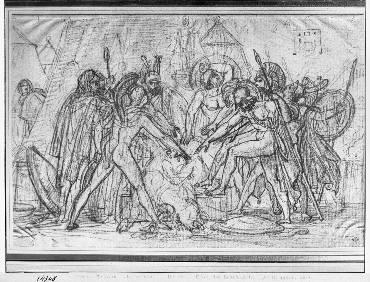 Sedm náčelníků skládá přísahu před Thébami (grafitová tužka na papíře) od Anne Louis Girodet de Roucy Trioson