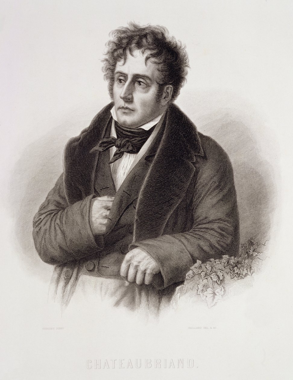 Francois Rene, Vicomte de Chateaubriand (1768-1848) rytý Rene Gaillard (c.1719-90) od Anne Louis Girodet de Roucy Trioson