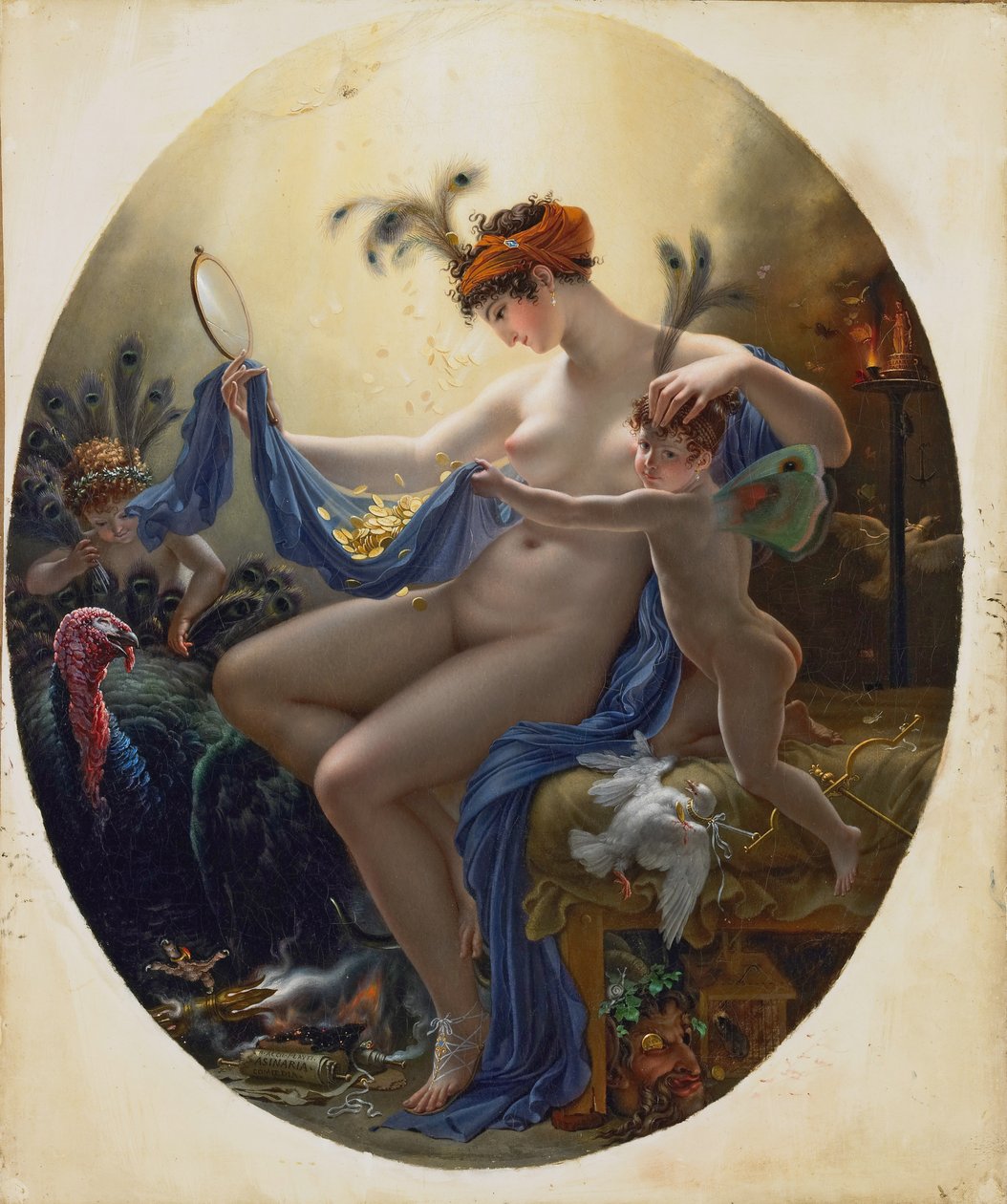 Portrét Mlle. Lange jako Danae, 1799 od Anne Louis Girodet de Roucy Trioson