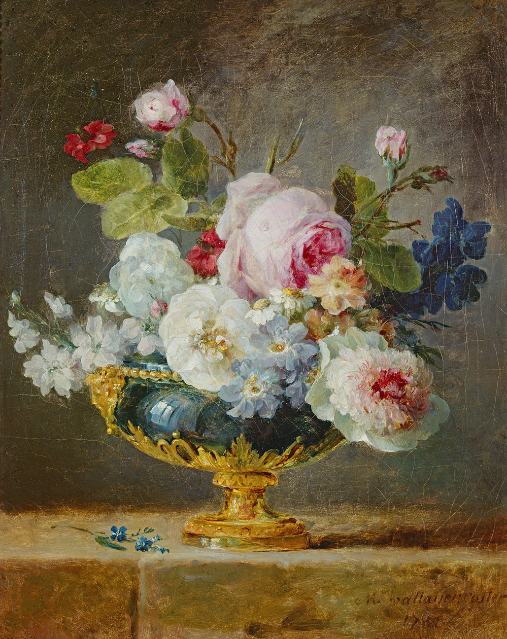 Květiny v modré váze, 1782 od Anne Vallayer Coster