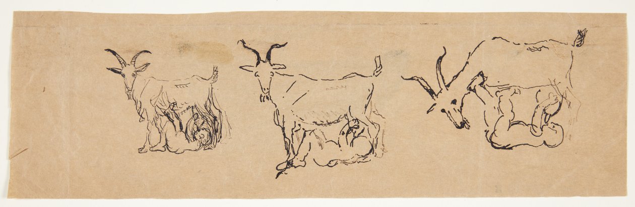 Dítě Zeus kojí kozu. 3 studie. od Anne Marie Carl Nielsen