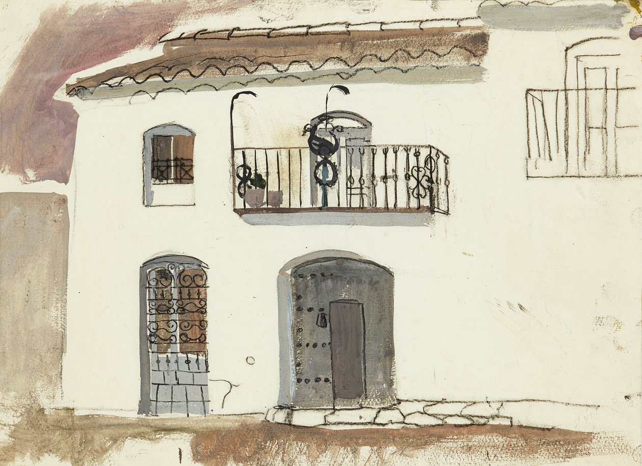 Španělský dům (křída a kvaš) od Anne Redpath